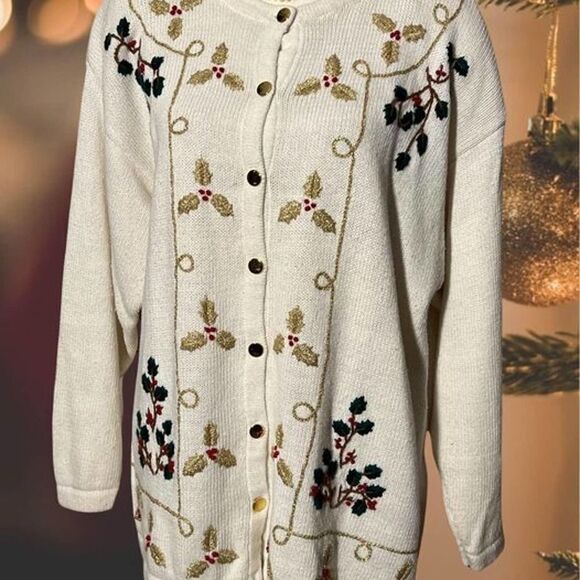 Vintage Milano Womens Design Group Button Up Christmas Sweater 18/20 - Picture 1 of 7